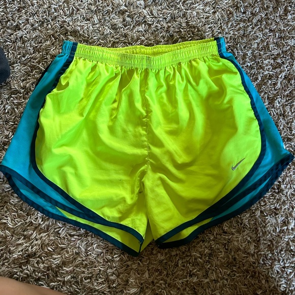 Nike running shorts. Bright neon orange and neon yellow with blue - Picture 2 of 2
